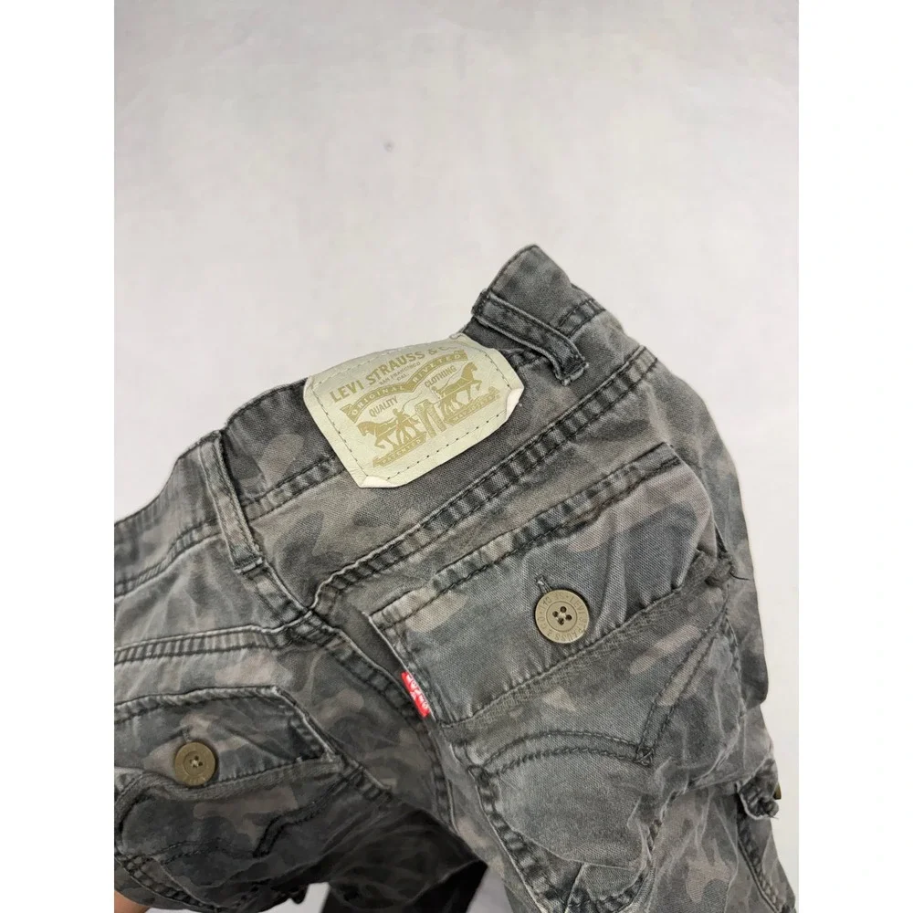 Levis Boys Camo Cargo Pants Grey Charcoal Straight Leg Size 14 Reg 27x27